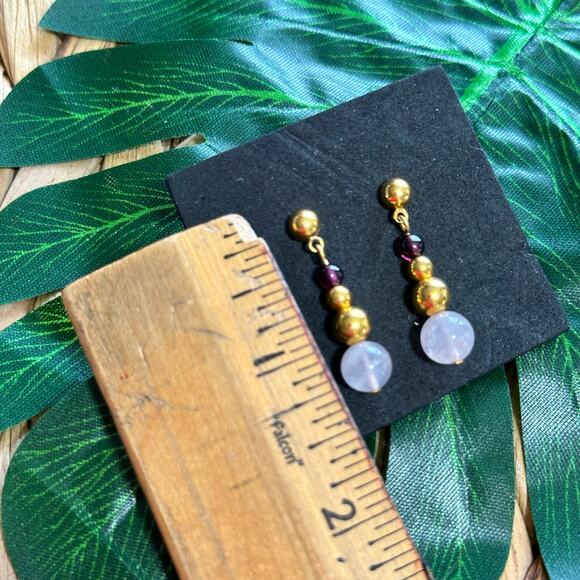 BOGO FREE Pink quartz beaded earrings - Picture 4 of 5